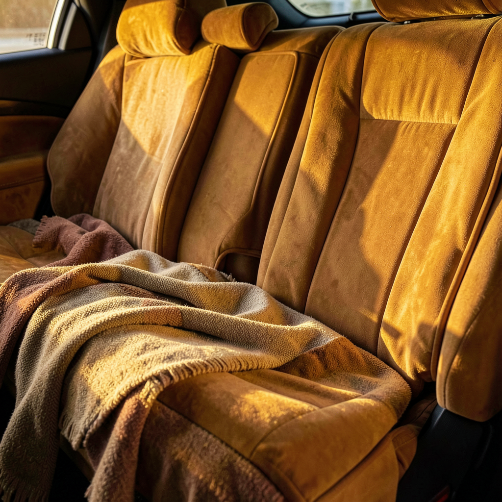 Siège de voiture en tissu doux avec rangement intégré et éclairage LED intégré