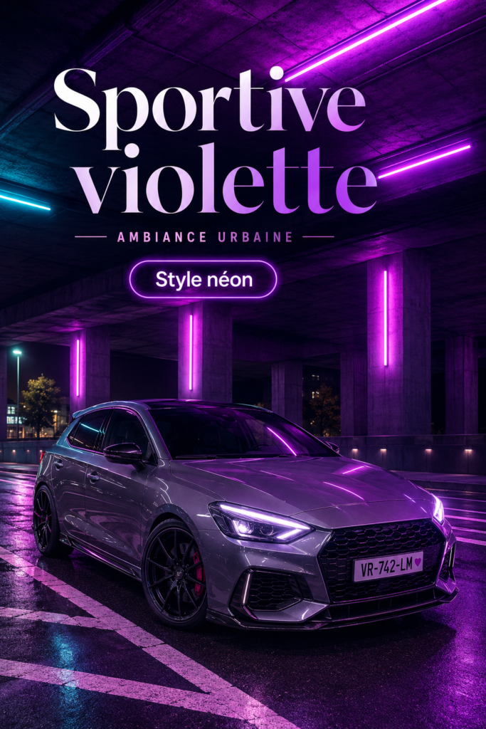 Une Audi RS3 sur la route, illustrant sa puissance et son design élégant.