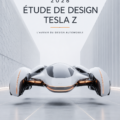 Vue latérale de la Tesla Z illustrant son design futuriste et aérodynamique.
