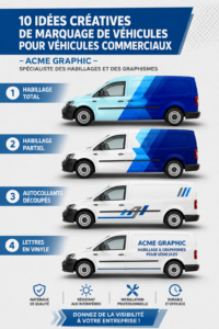 Un véhicule commercial avec un design de branding créatif, illustrant l'importance de la visibilité.
