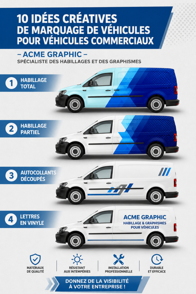 Un véhicule commercial avec un design de branding créatif, illustrant l'importance de la visibilité.