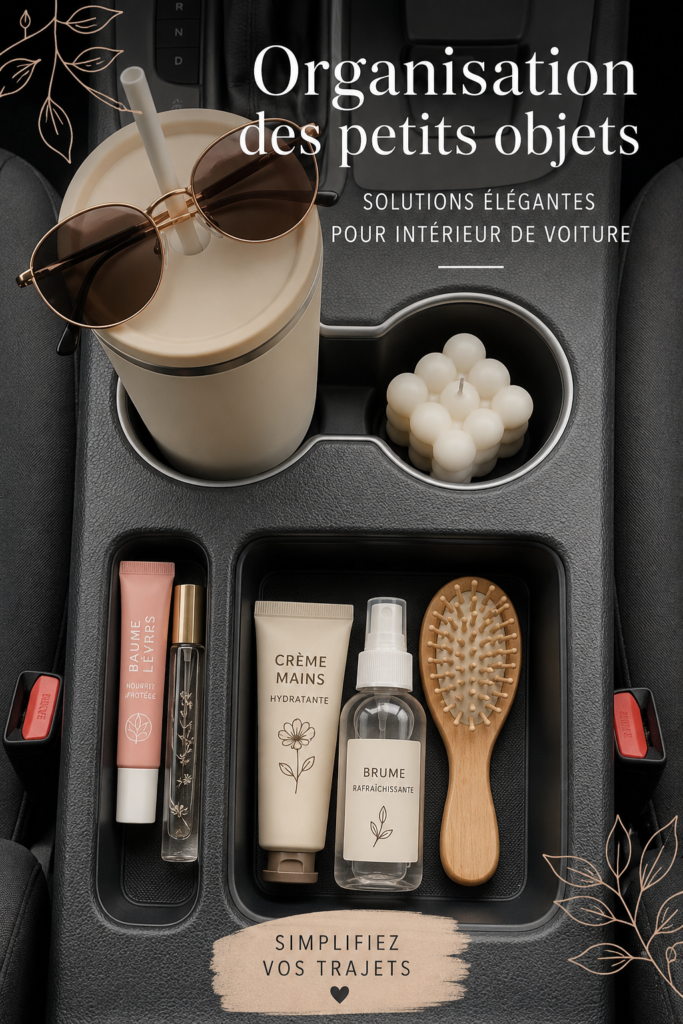 Intérieur de voiture soigneusement organisé avec des accessoires esthétiques