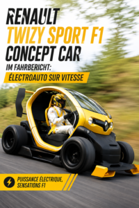 Le Renault Twizy Sport F1, un véhicule électrique compact et moderne, stationné en milieu urbain.