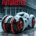 Roue de voiture futuriste affichant un design moderne et stylisé.