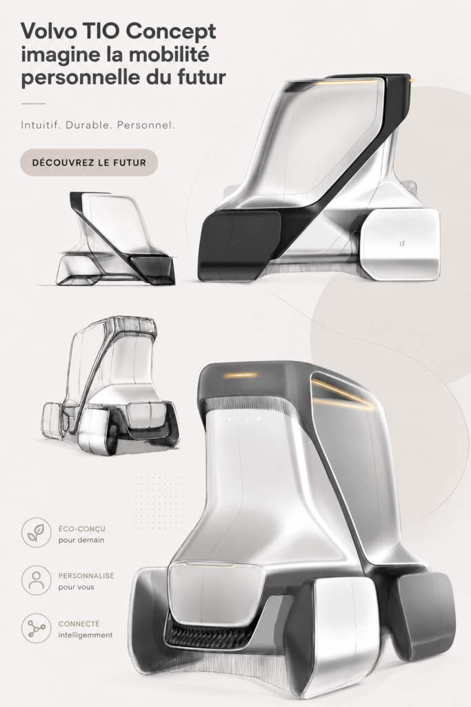 Concept TIO de Volvo illustrant une voiture futuriste pour la mobilité personnelle