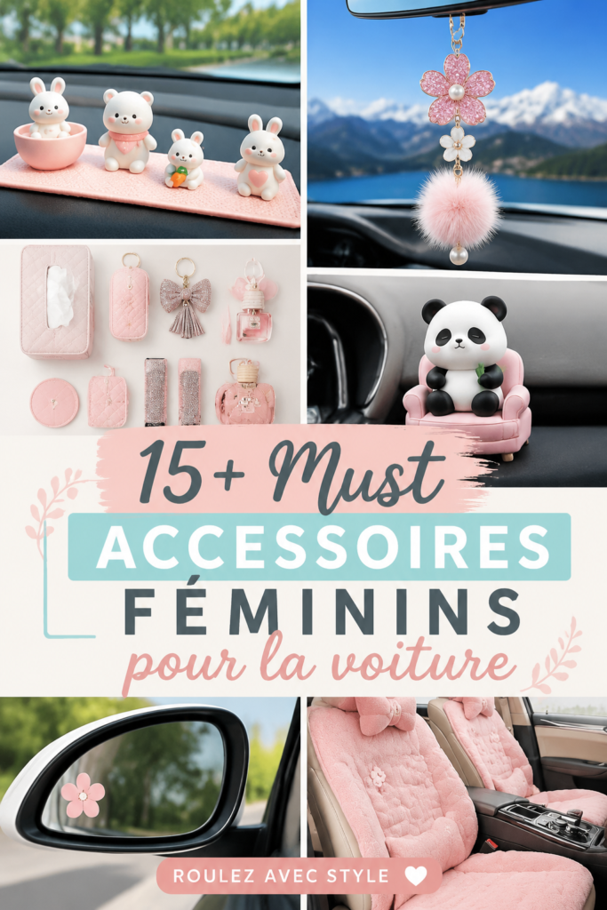 Accessoires de voiture girly sur un tableau de bord