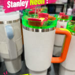 Collection Neon de Stanley avec des accessoires colorés sur un fond lumineux.