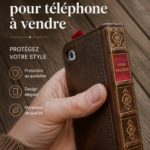 Coques de téléphone variées affichées sur une surface en bois
