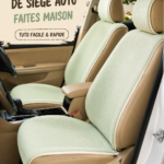 Couvre-siège auto DIY en tissu coloré dans une voiture moderne.