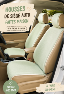 Couvre-siège auto DIY en tissu coloré dans une voiture moderne.