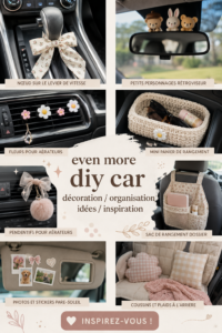 Intérieur d'une voiture décorée avec des éléments DIY et bien organisée