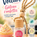 Diffuseur de parfum au design coloré suspendu dans une voiture