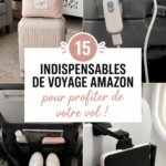 Une femme préparant son sac de voyage avec des accessoires de vol confortables.
