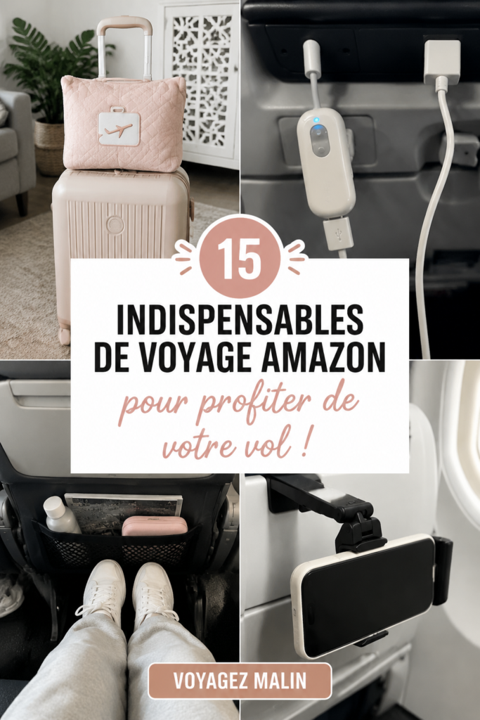 Une femme préparant son sac de voyage avec des accessoires de vol confortables.