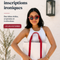 Sac tatoué avec une inscription originale sur un fond coloré.