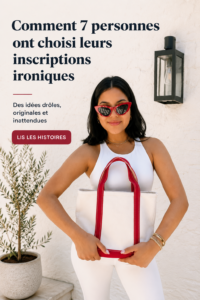 Sac tatoué avec une inscription originale sur un fond coloré.
