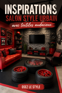Salon moderne avec des textiles audacieux et couleurs vives