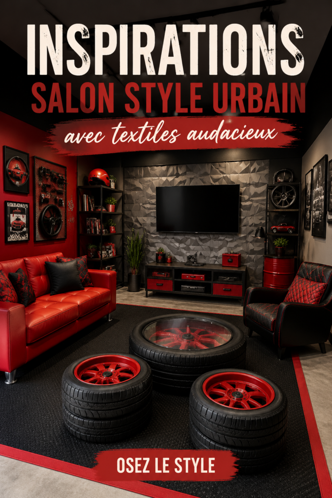 Salon moderne avec des textiles audacieux et couleurs vives