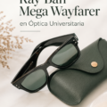 Femme portant des lunettes Ray-Ban Mega Wayfarer au style moderne.