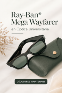 Femme portant des lunettes Ray-Ban Mega Wayfarer au style moderne.