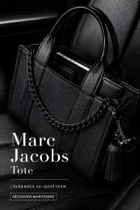 Sac tote Marc Jacobs sur une table, prêt à être utilisé pour une sortie chic