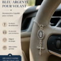 Charm de volant bleu et argent élégant pour voiture