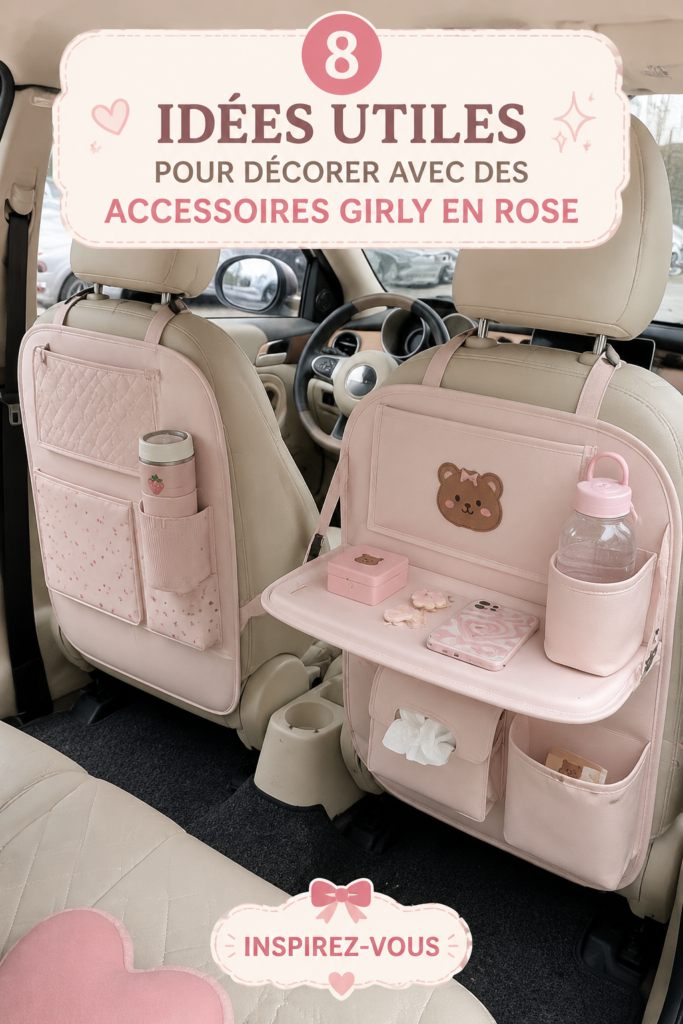 Accessoires girly en rose disposés harmonieusement sur une table.