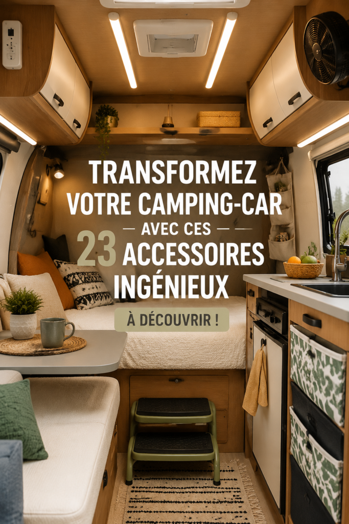 Intérieur d'un camping-car avec des accessoires pratiques et confortables
