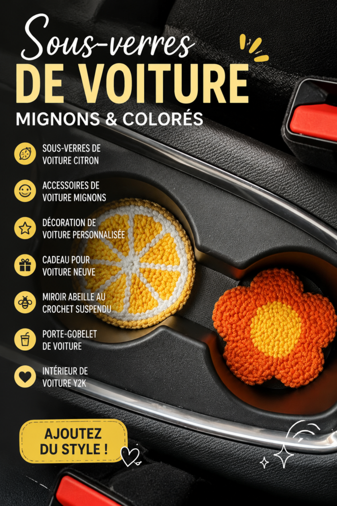 Accessoires de voiture variés sur un tableau de bord moderne