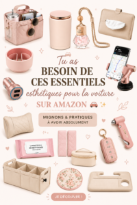 Accessoires de voiture esthétiques sur un tableau de bord accueillant.