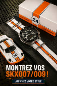 Montre SKX007 sur un poignet féminin, mise en valeur par un style chic