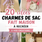 Un étalage coloré de charms de sac DIY en plusieurs styles, mettant en avant la créativité et la personalisation.