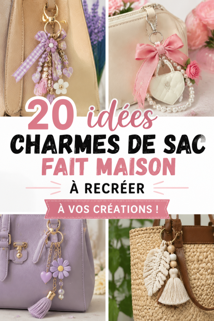 Un étalage coloré de charms de sac DIY en plusieurs styles, mettant en avant la créativité et la personalisation.