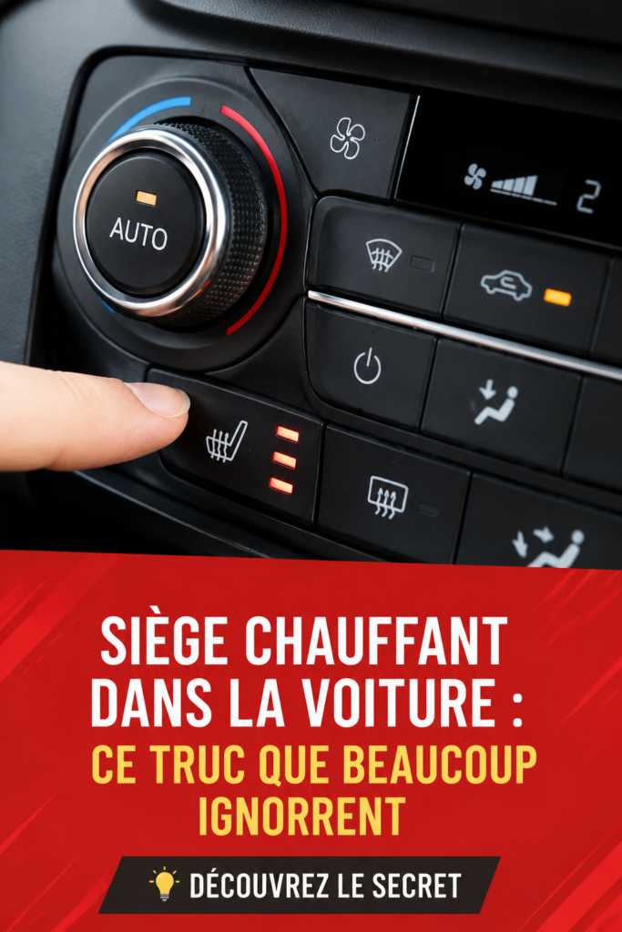 Vue d'intérieur d'une voiture montrant un siège chauffant en action
