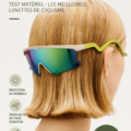 Femme portant des lunettes de soleil lors d'une sortie à vélo, montrant du confort et de la protection.