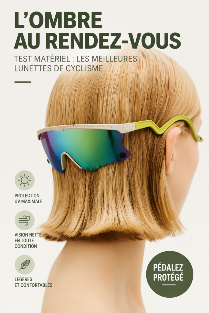 Femme portant des lunettes de soleil lors d'une sortie à vélo, montrant du confort et de la protection.