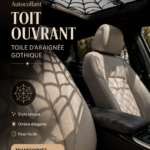 Autocollant araignée gothique appliqué sur le ciel de toit d'une voiture.