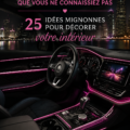 Intérieur de voiture décoré avec des accessoires confortables et stylés.