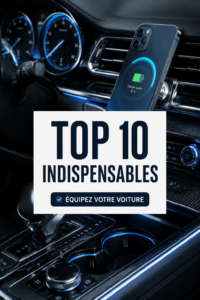 Montage de gadgets innovants pour voiture sur un tableau