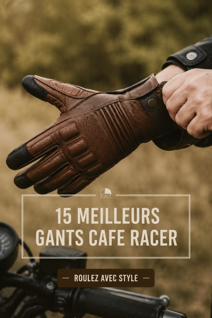 Gants café racer élégants posés sur un moteur de moto