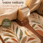 Voiture décorée avec des accessoires colorés et des coussins joyeux