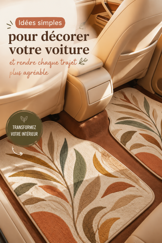Voiture décorée avec des accessoires colorés et des coussins joyeux