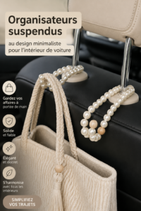 Organisateurs suspendus design minimaliste pour voiture, optimisant l'espace intérieur.