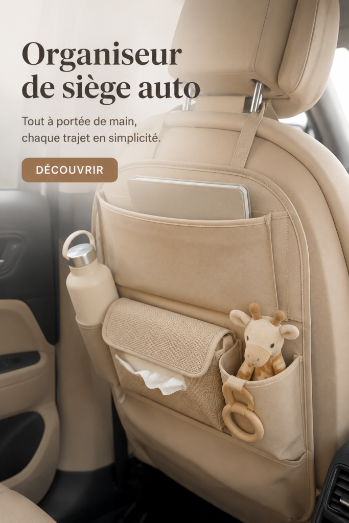 Femme utilisant un organiseur de voiture pour garder son espace rangé