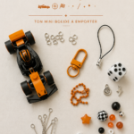 Porte-clés Mini Lego F1 McLaren sur fond coloré