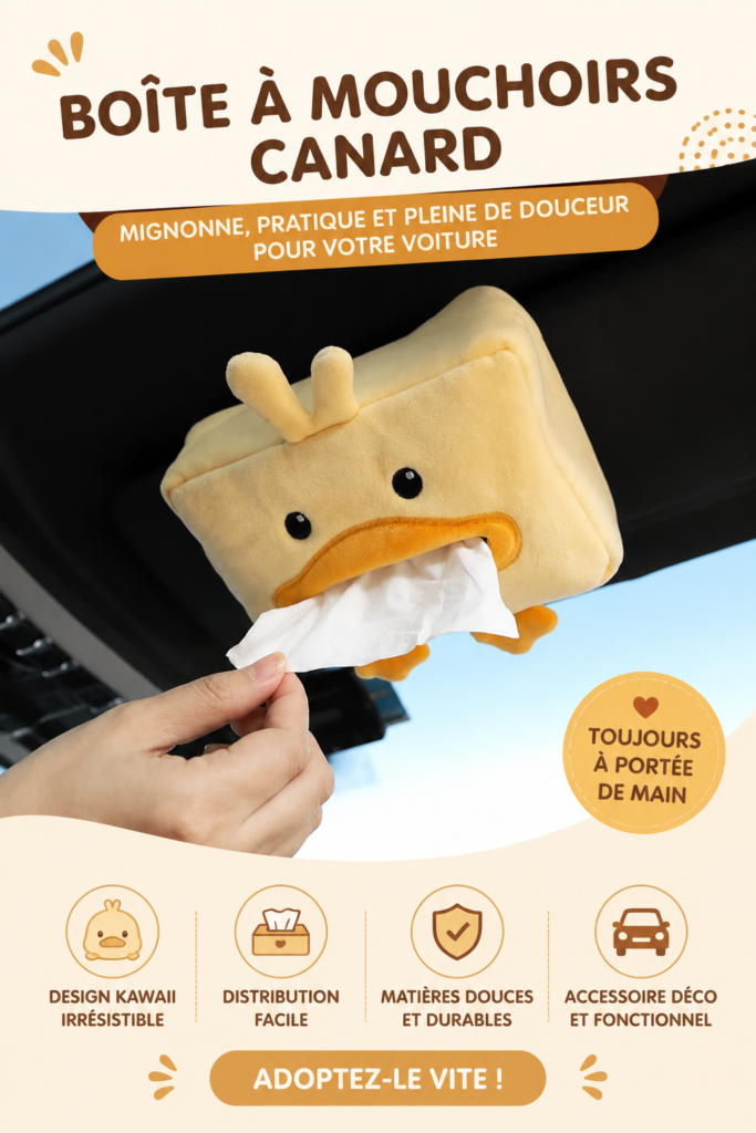 Porte-tissues kawaii pour voiture en forme de cartoon, apportant une touche décorative.