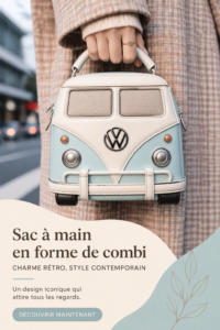 Sac à main Volkswagen inspiré des véhicules vintage, un accessoire unique.