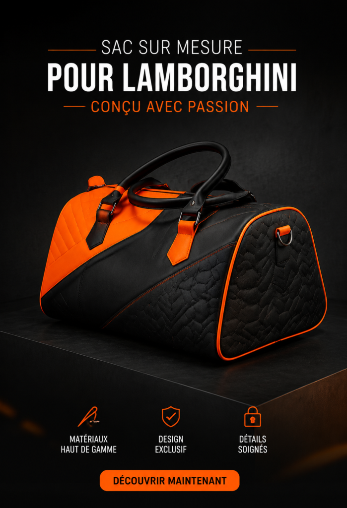 Un sac Lamborghini sur mesure de la marque Esteem, mettant en valeur un design élégant et moderne.