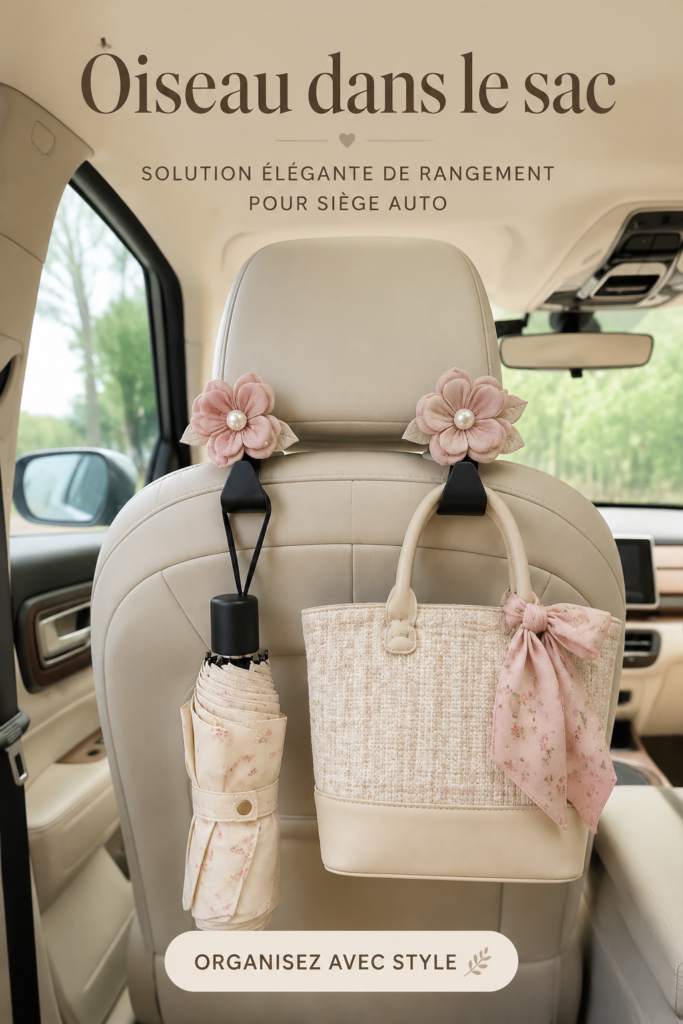 Une voiture avec un rangement élégant à l'arrière du siège, optimisant l'espace.