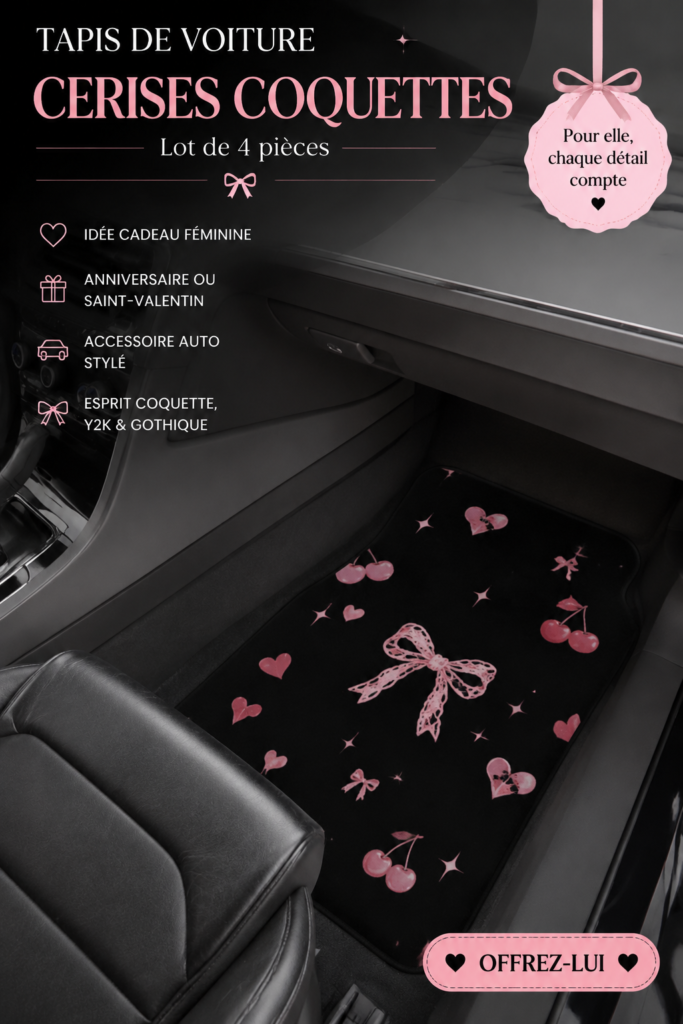 Tapis de voiture coquets avec motifs élégants, ajoutant une touche de style à l'intérieur d'une voiture.
